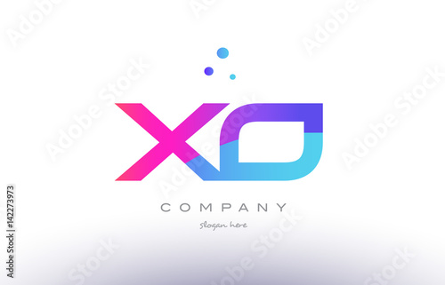 xo x o  creative pink blue modern alphabet letter logo icon template