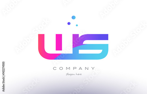 ws w s  creative pink blue modern alphabet letter logo icon template