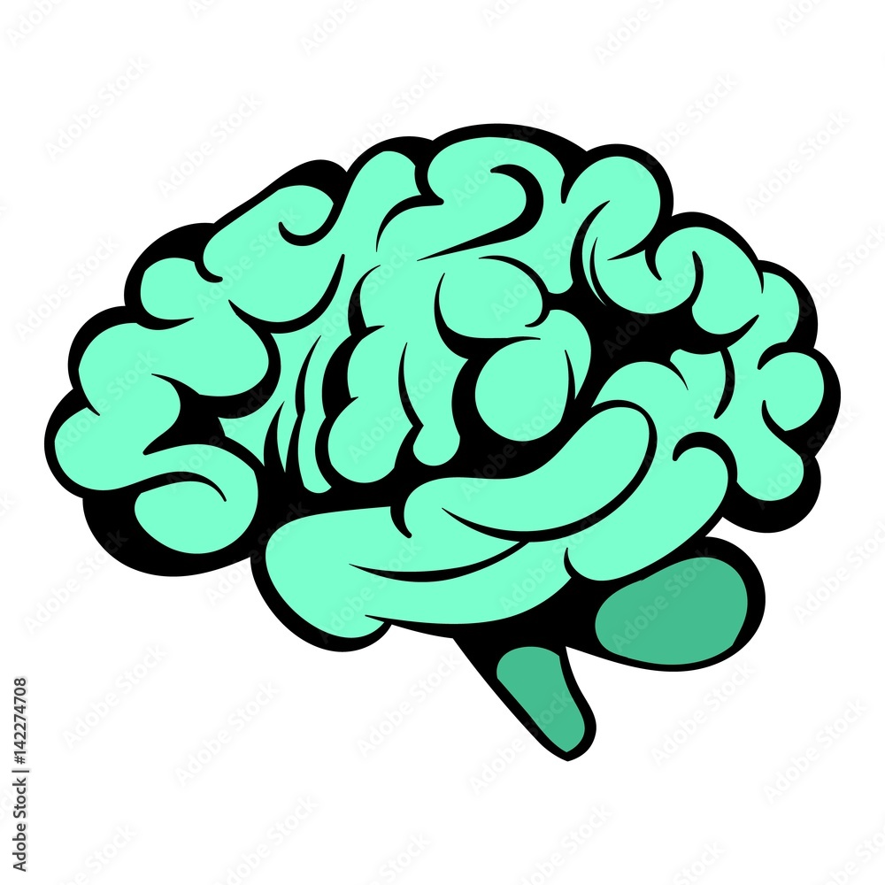 Human brain icon, icon cartoon