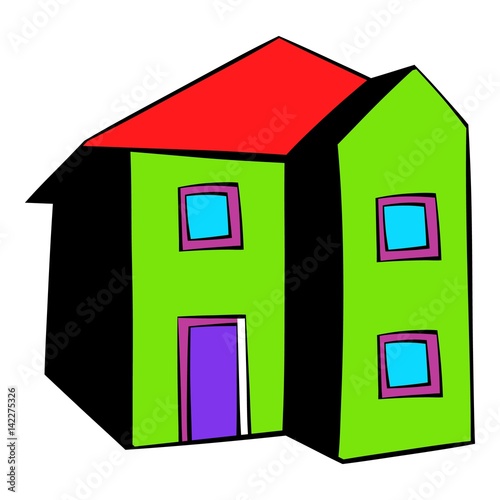 Two-storey house icon, icon cartoon