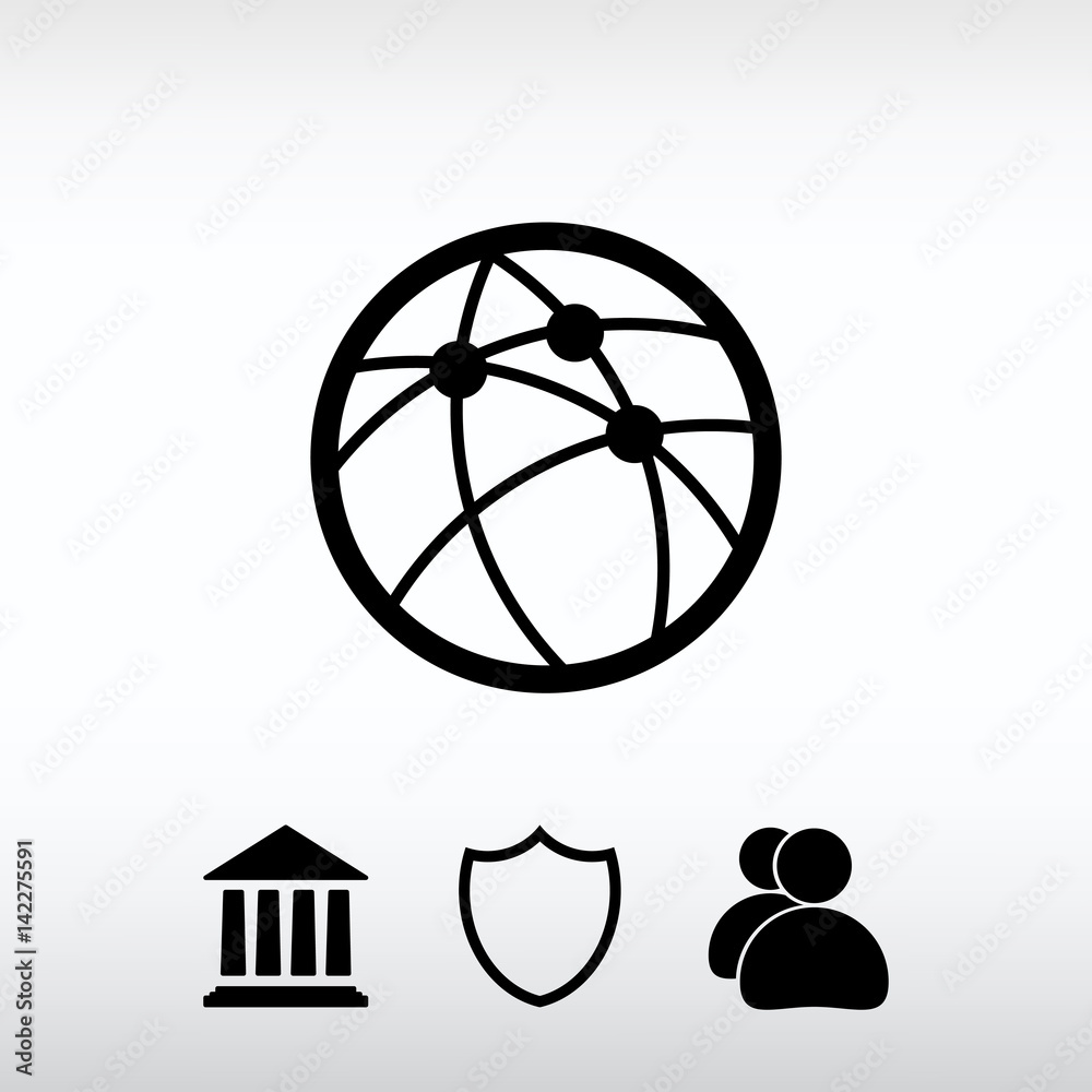 Global technology or social network  icon, vector illustration. 