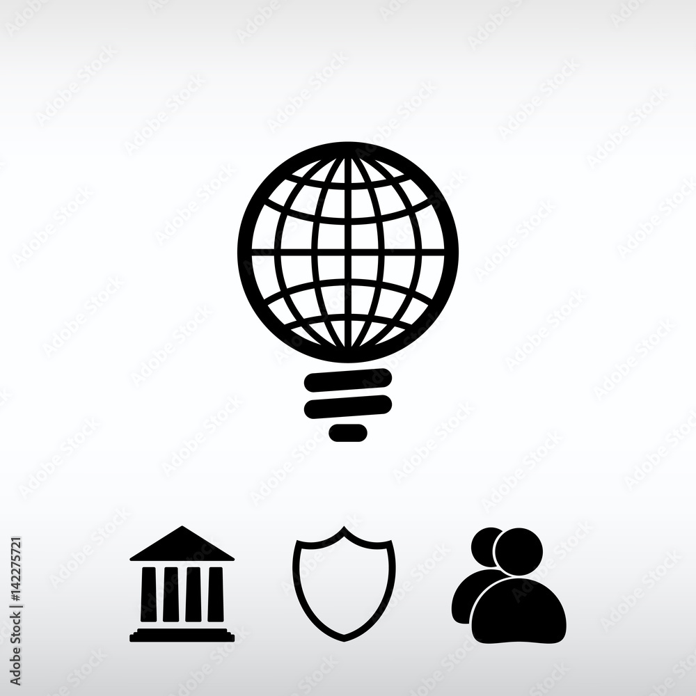 GLOBAL Light bulb icon, vector illustration. Flat design style GLOBAL Light bulb icon, vector illustration. Flat design style