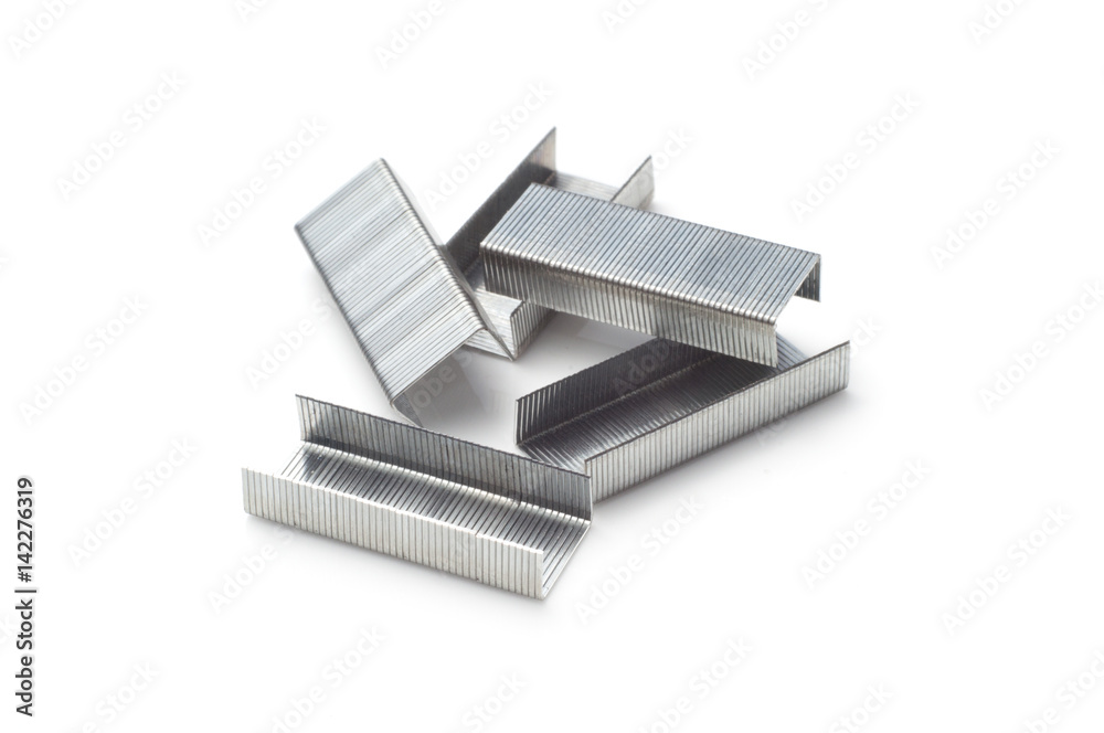 Staples for a stapler on a white background Staples for a stapler on a white background