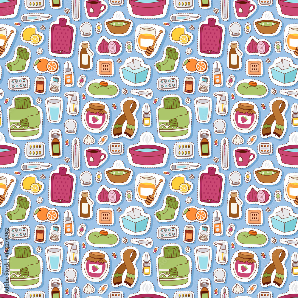 Flu influenza icons vector seamless pattern Flu influenza icons vector seamless pattern