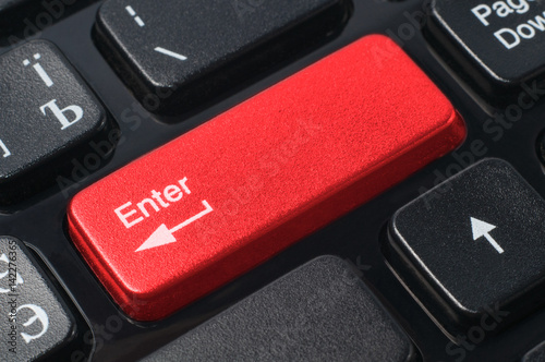 Red key Enter on the computer keyboard