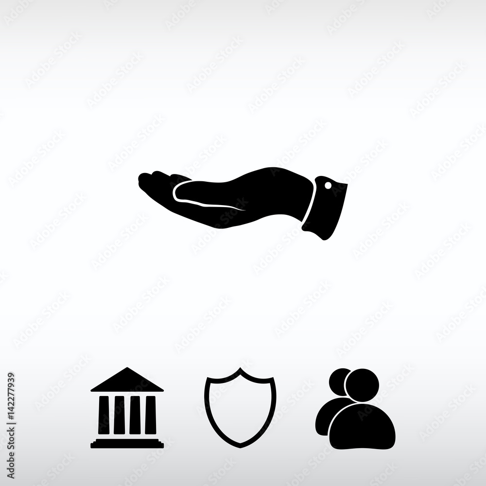 Hand icon, vector illustration. Flat design style
