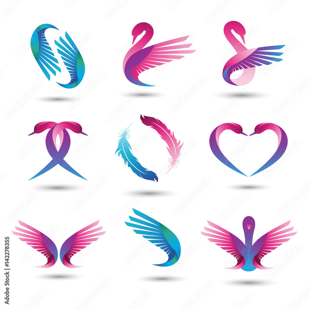 Obraz premium Zestaw kolorów Logo Swan