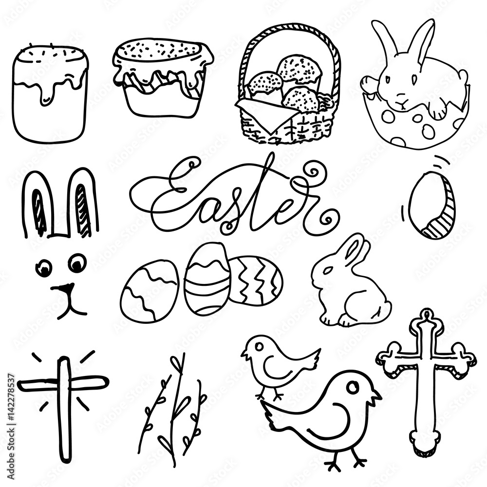 Hand drawn Easter symbols vector Stock Vector