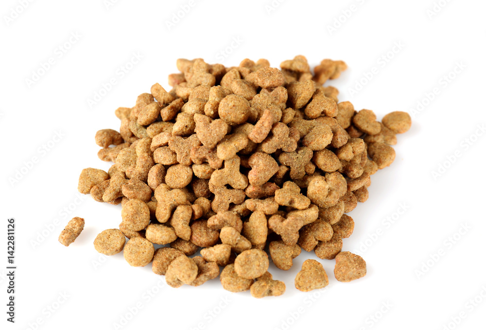 Heap of cat food on white background Heap of cat food on white background