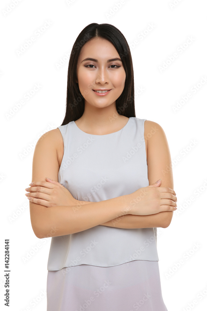 Portrait of beautiful Asian woman on white background Portrait of beautiful Asian woman on white background