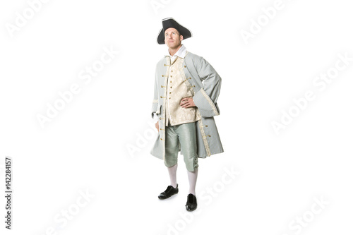 Photos man dressed as a courtier or prince on white background