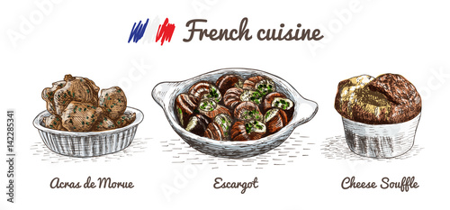 French menu colorful illustration.