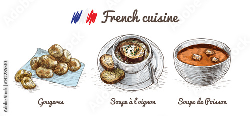 French menu colorful illustration.