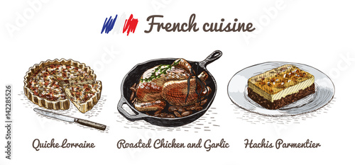 French menu colorful illustration.