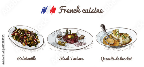 French menu colorful illustration.