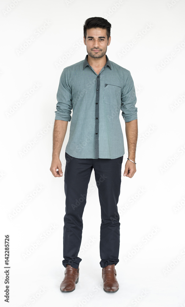 Fototapeta premium A guy is standing staring to a camera