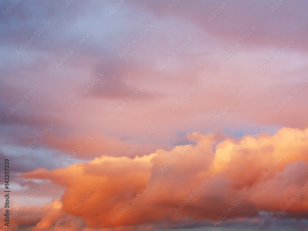 Beautiful, dreamy, pink sky with clouds
