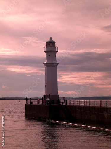 Sunset at the Newhaven Lighthouse, Edinburgh, Scotland, United Kingdom