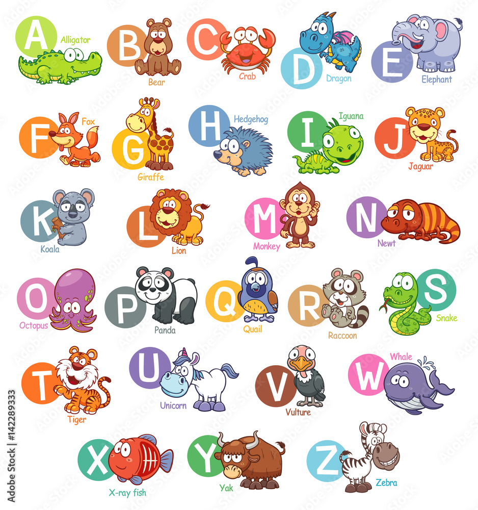 Fototapeta premium Vector illustration of Cartoon animal English alphabet