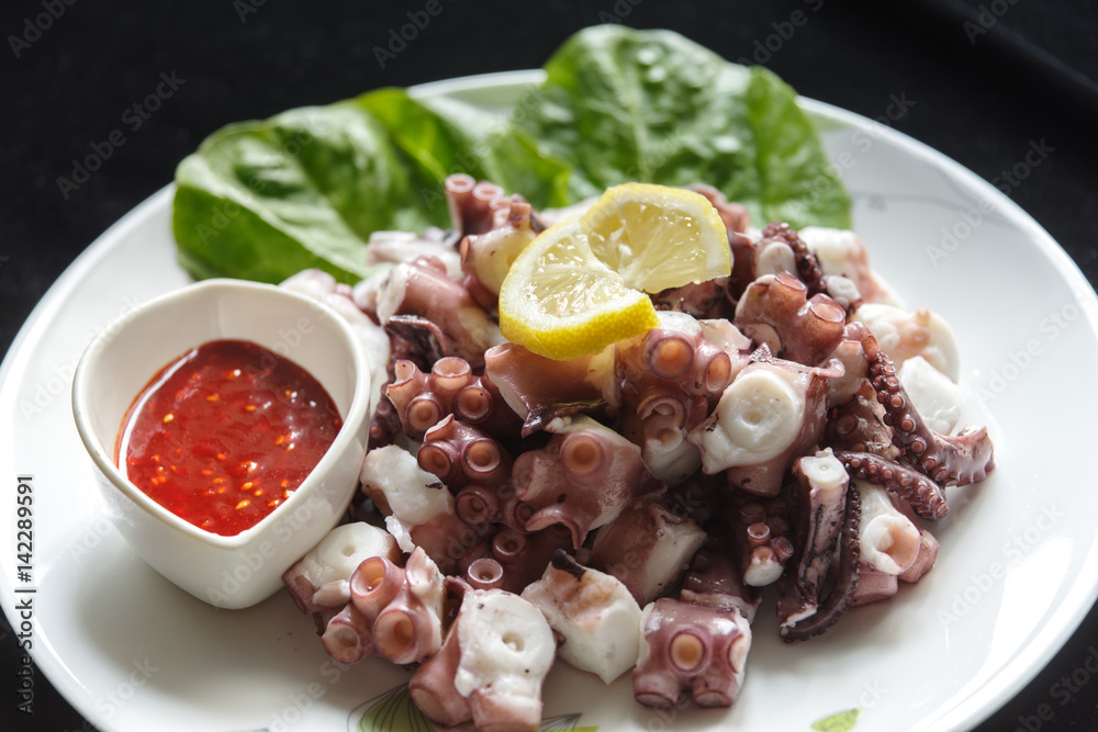 Korean cuisine Steamed octopus with red sauce