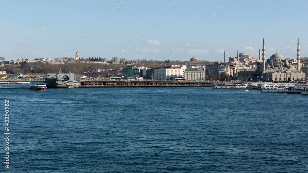 Ultra HD 4K timelapse photography sea traffic on Golden Horn at istanbul Turkey Ultra HD 4K timelapse photography sea traffic on Golden Horn at istanbul Turkey