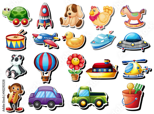 Stickers set with different toys