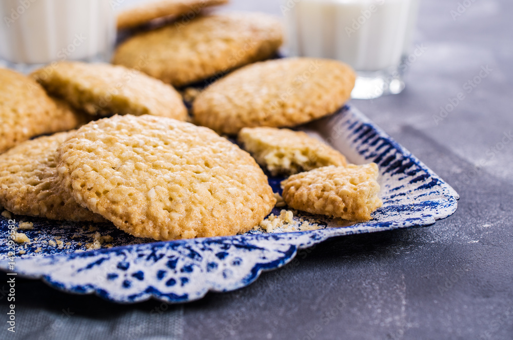 Cookie with sesame seeds Cookie with sesame seeds