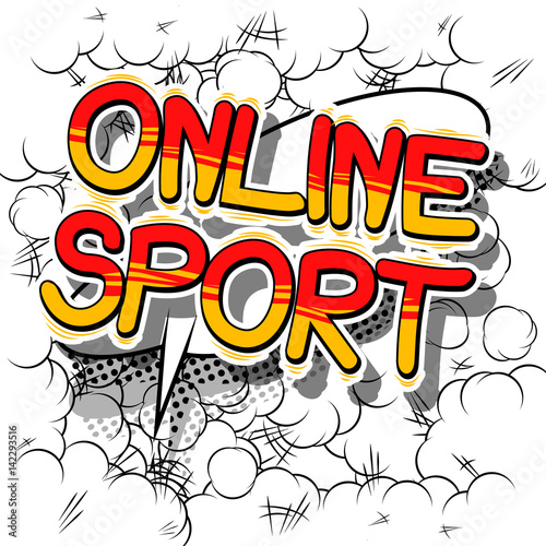 Online Sport - Comic book style word on abstract background.