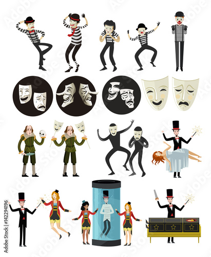 theater actors clowns mime writers and magician