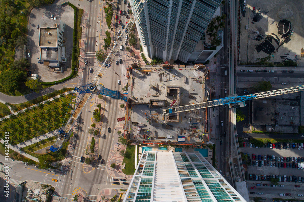 Aerial image of Construction site with cranes Aerial image of Construction site with cranes