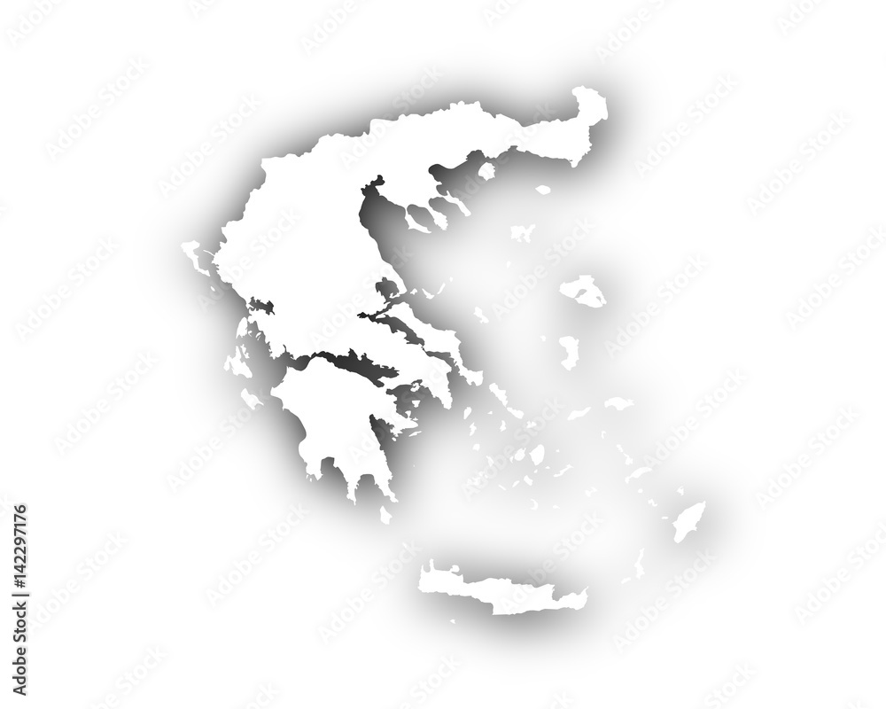 Karte von Griechenland mit Schatten