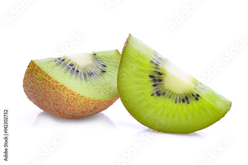 slice of fresh kiwi fruit isolated on white background.