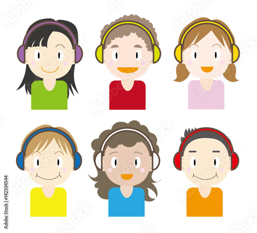 音楽を聴く世界の子供セット