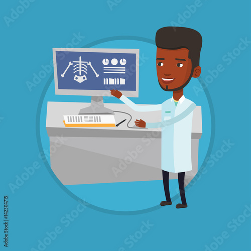 Doctor examining radiograph vector illustration.