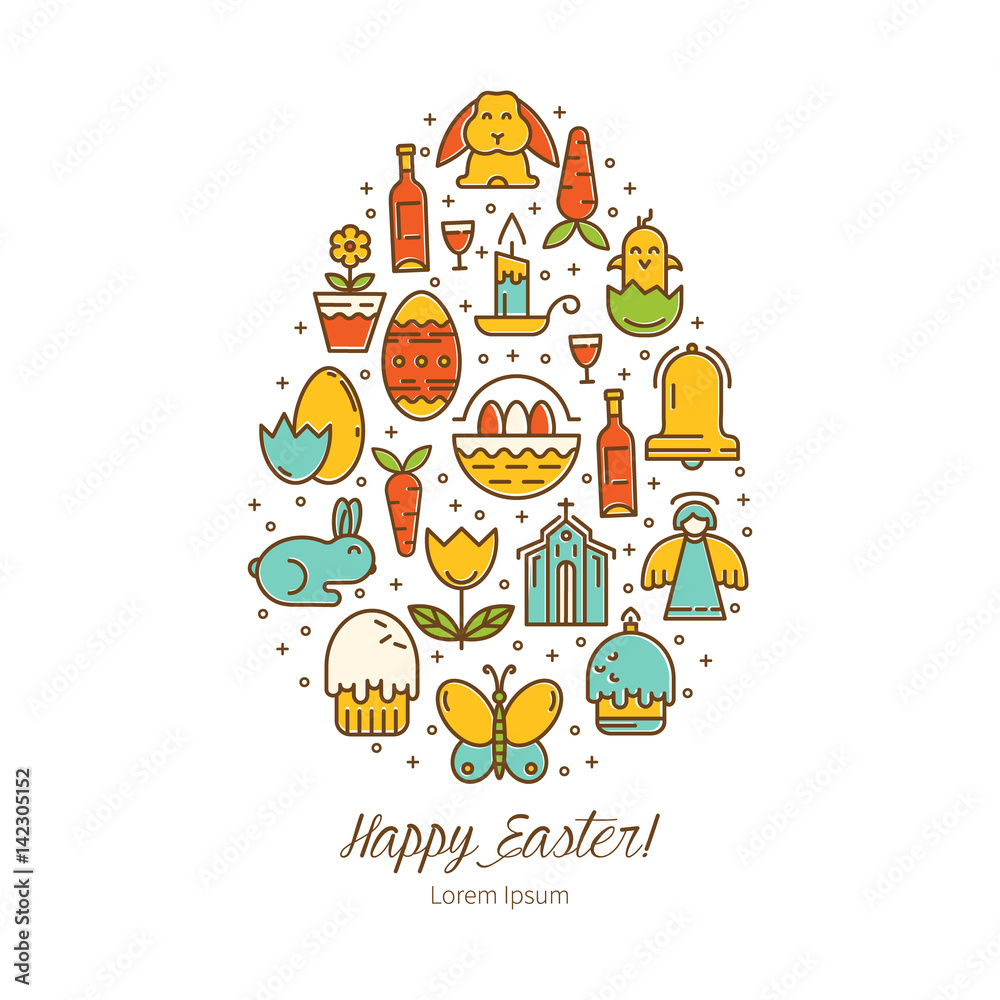 Easter icons in the shape of an egg Easter icons in the shape of an egg