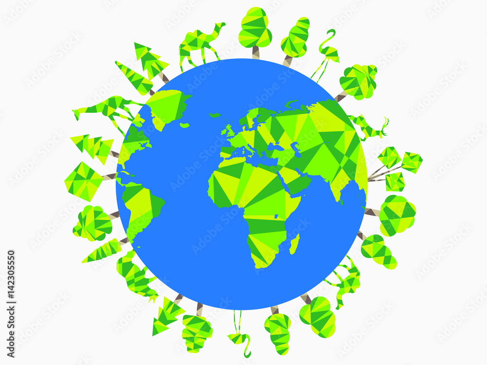 Earth Day. Planet animals and trees. World Environment Day. Vector illustration Earth Day. Planet animals and trees. World Environment Day. Vector illustration