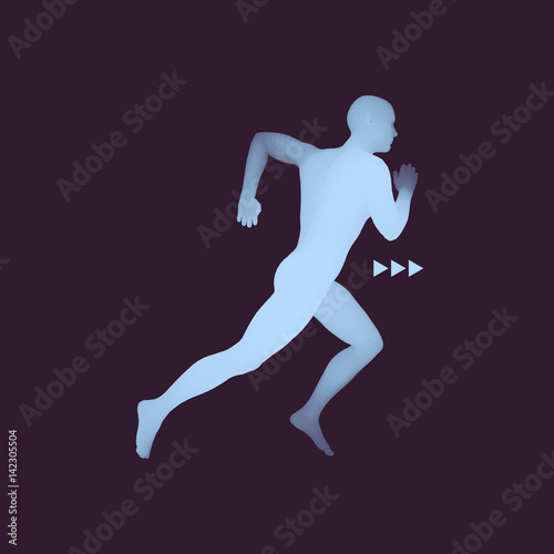 3d Running Man. Design for Sport. Vector Illustration. Human Body. © Login