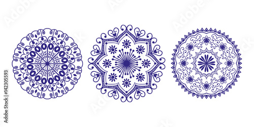 Henna tattoo mehndi flower template doodle ornamental lace decorative element...