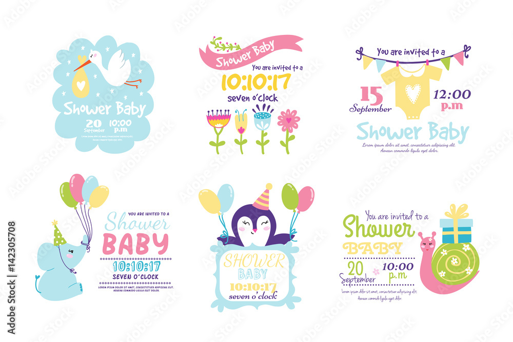 Baby shower badge happy mothers day insignias logotype sticker stamp ...