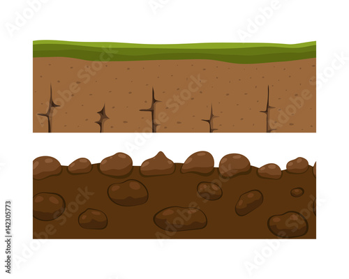 Cross section ground slice isolated some piece nature outdoor ecology underground and freestanding render garden natural geologist earth vector illustration.