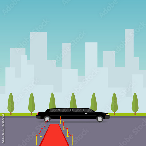 Limousine with a red carpet