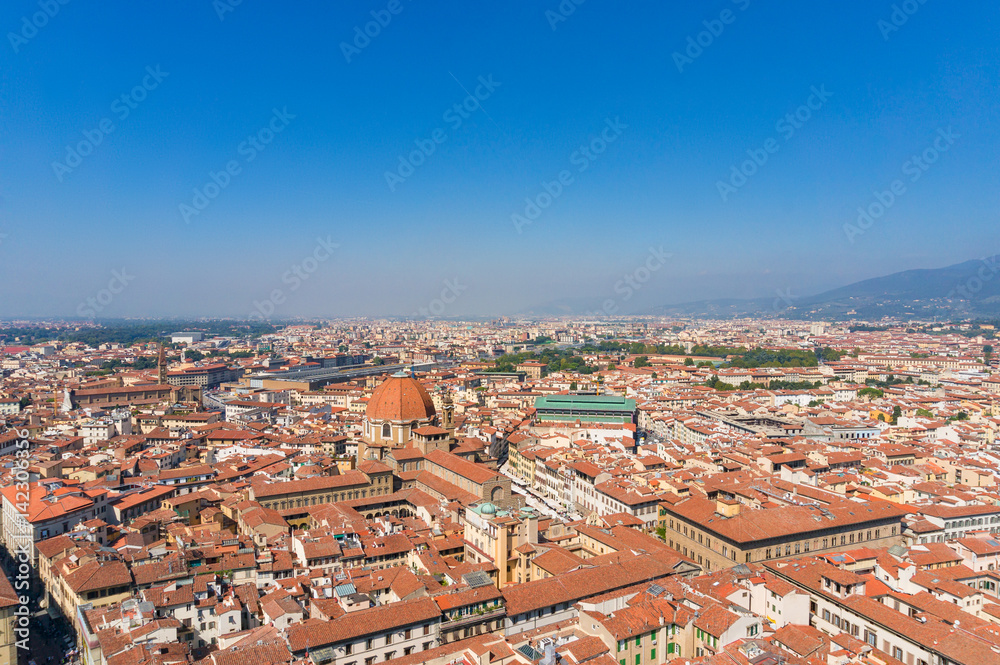 Aerial view of Florence historic centre, Italy