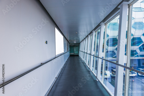modern hallway of airport or subway station in city of China.