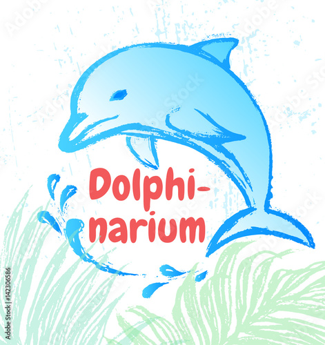 Ink hand drawn dolphin artistic illustration ready for banners and another creative use