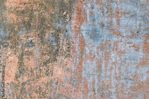Background of old metal surface with remnants of paint and rust, grunge, vintage print, tile, tiles, flooring