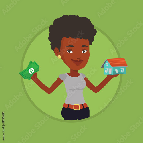 Woman buying house thanks to loan.