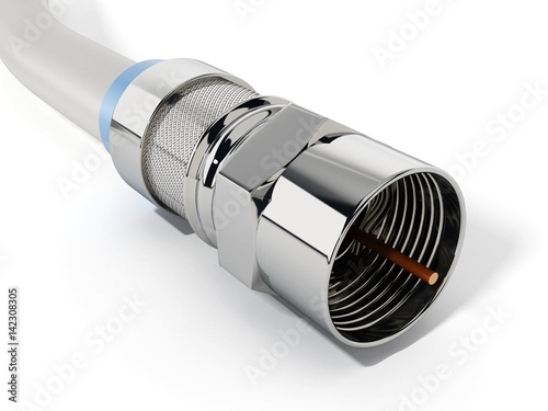 Coaxial cable isolated on white background. 3D illustration