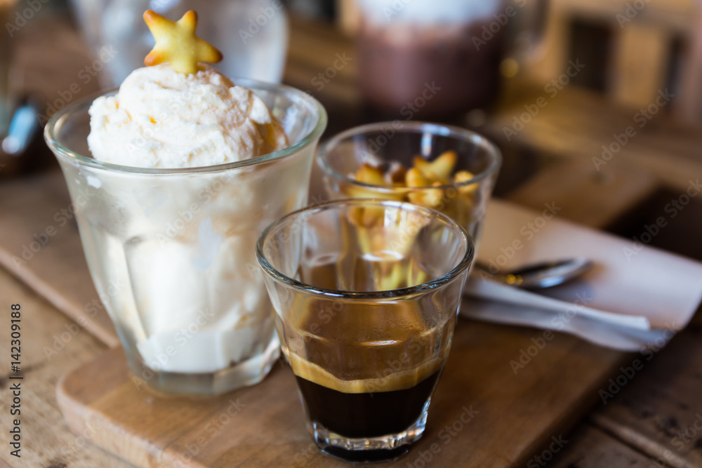 Coffee Affogato, Espresso coffee. Coffee Affogato, Espresso coffee.
