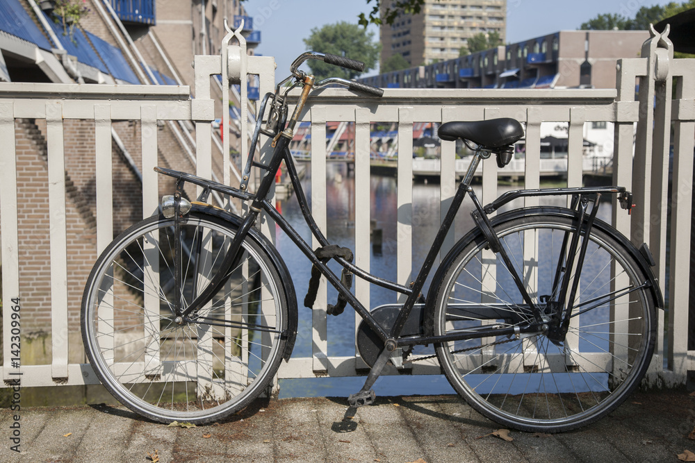 Bike and Canal Bridge in Rotterdam, Holland