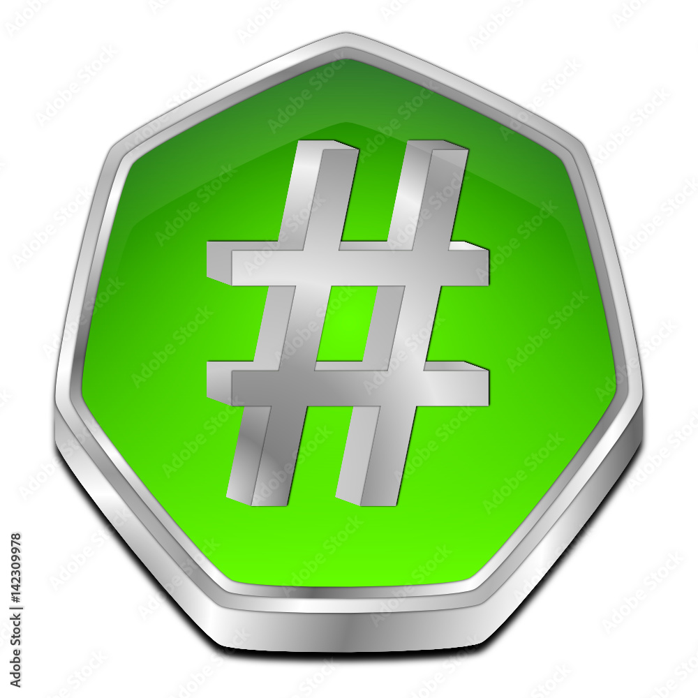 Fototapeta premium Hashtag Button - 3D illustration